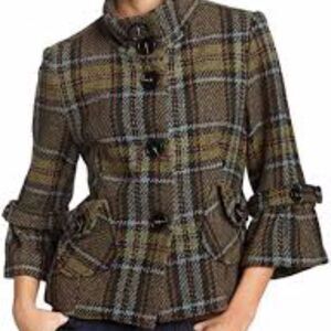 Latte By Coffeeshop Plaid Wool Blend Jacket Size M